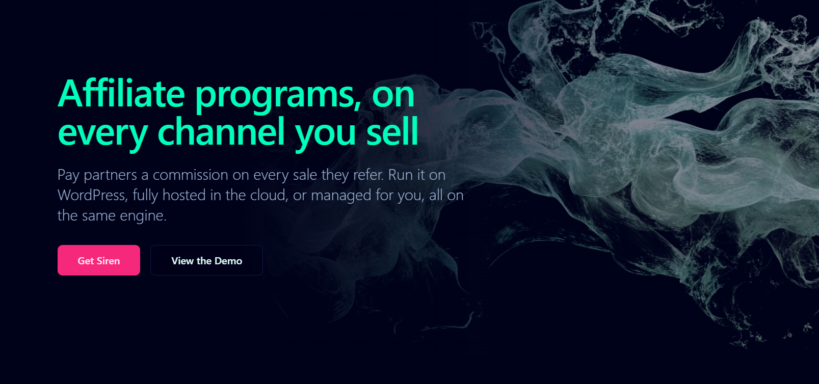 Siren affiliate program page showing affiliate programs across every sales channel