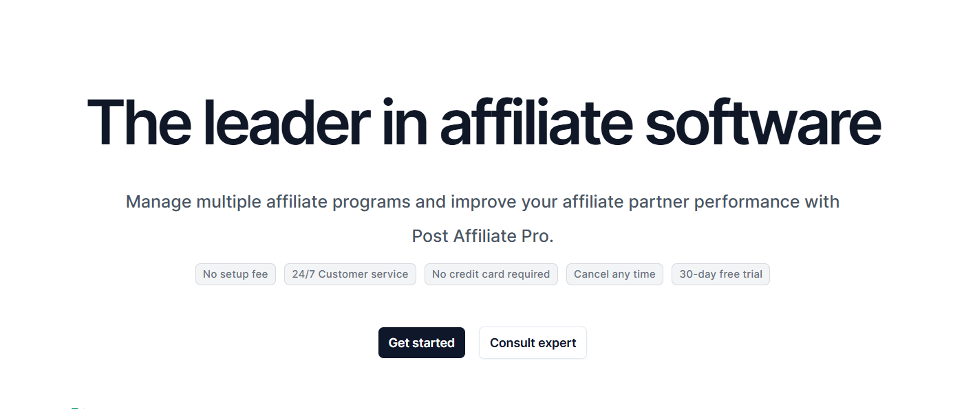 Post Affiliate Pro affiliate software homepage