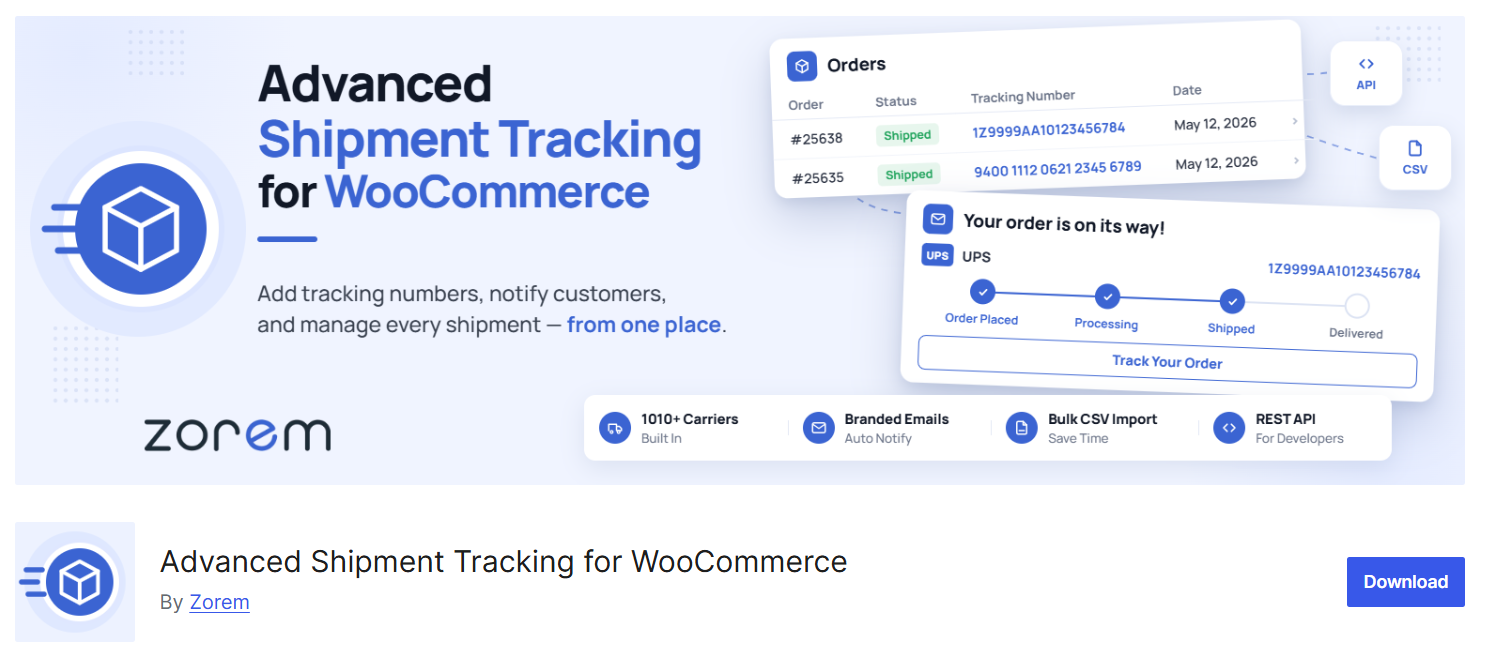 Advanced Shipment Tracking for WooCommerce plugin