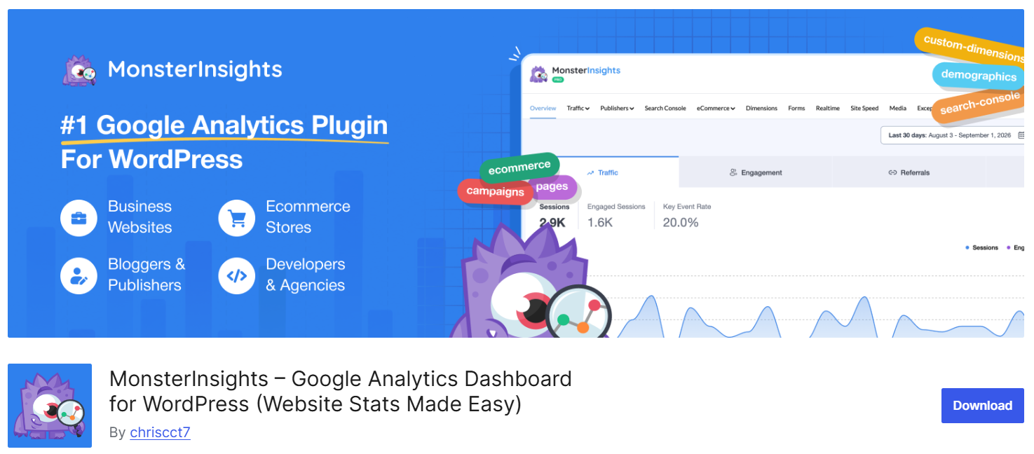 MonsterInsights Google Analytics plugin for WordPress
