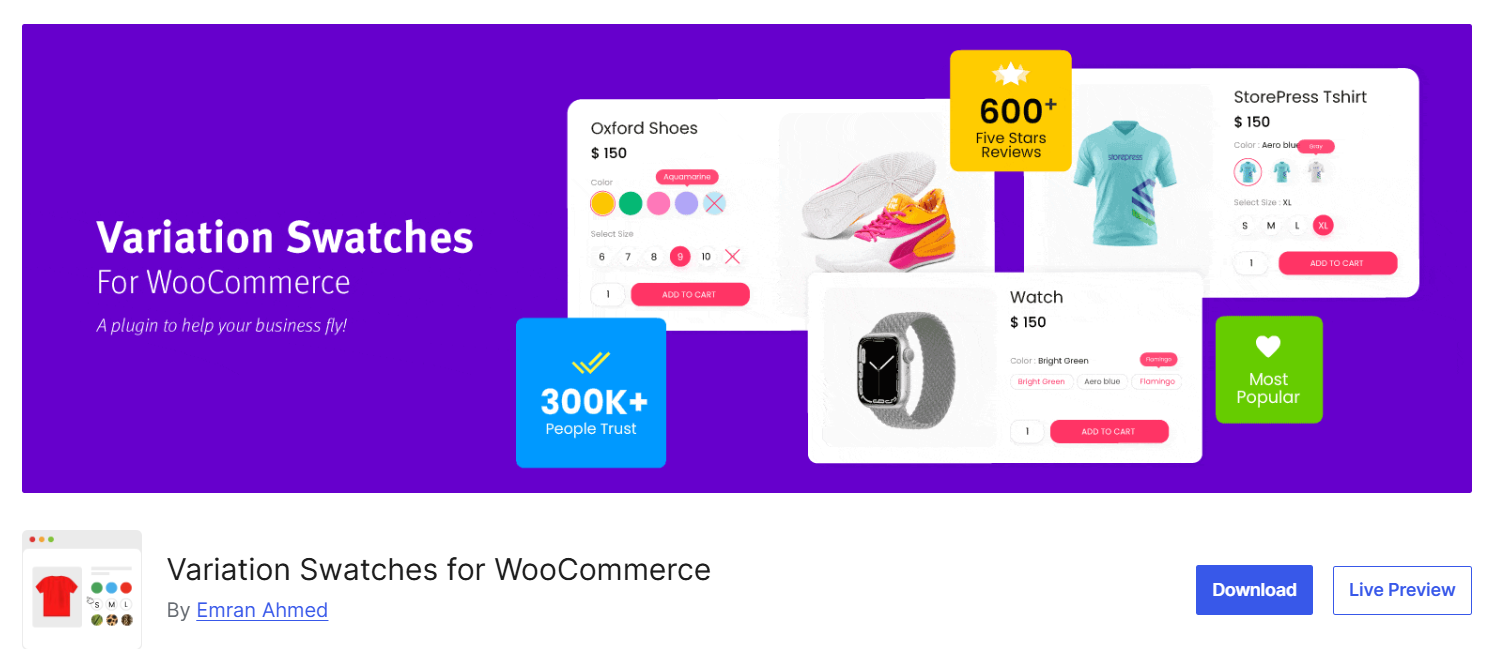 Variation Swatches for WooCommerce plugin