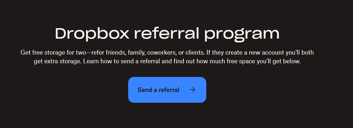 Dropbox refer-a-friend program offering extra storage