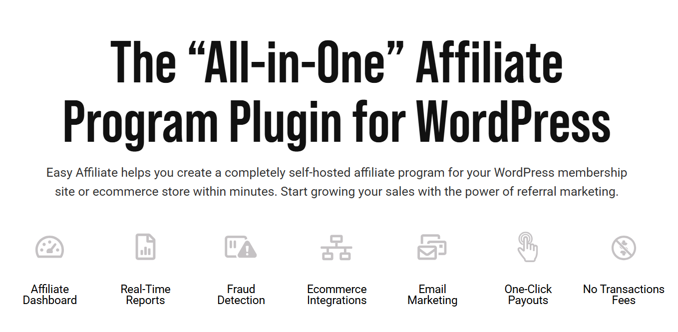 Easy Affiliate WordPress affiliate program plugin page