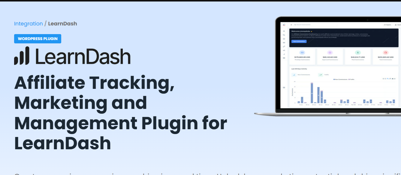 iDevAffiliate LearnDash affiliate tracking integration page