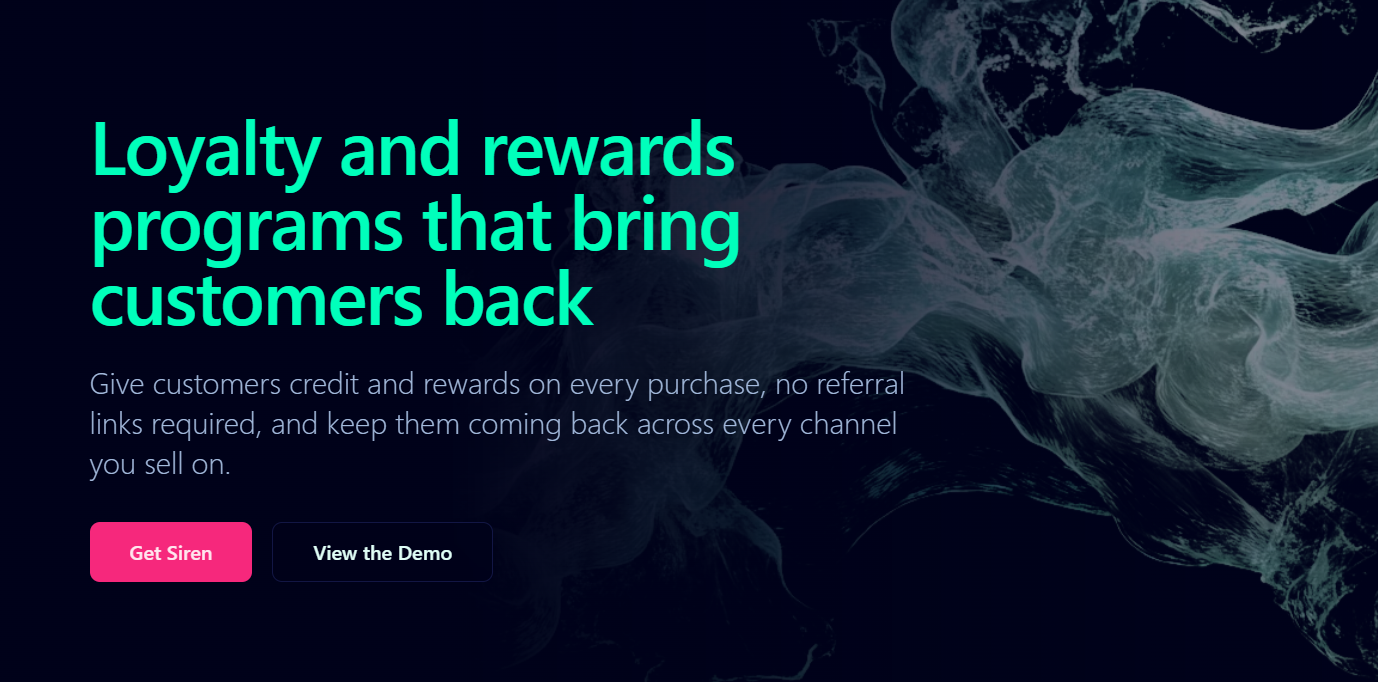 Siren loyalty and rewards program page