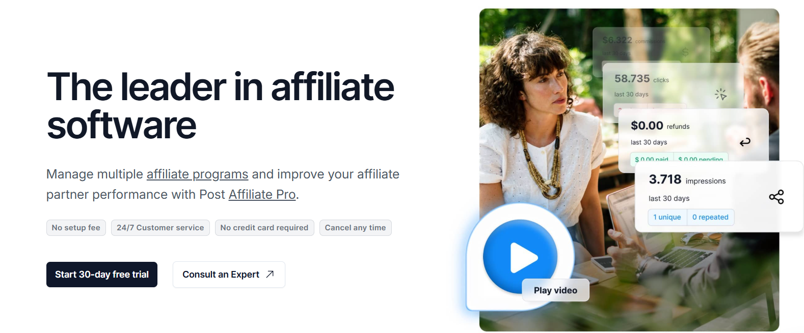 Post Affiliate Pro affiliate software page