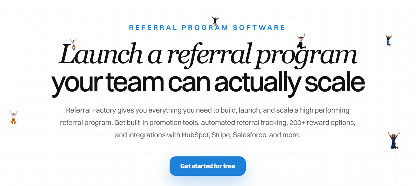 Referral Factory referral program software landing page