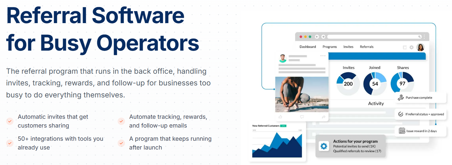 Referral Rock referral software dashboard and automation tools