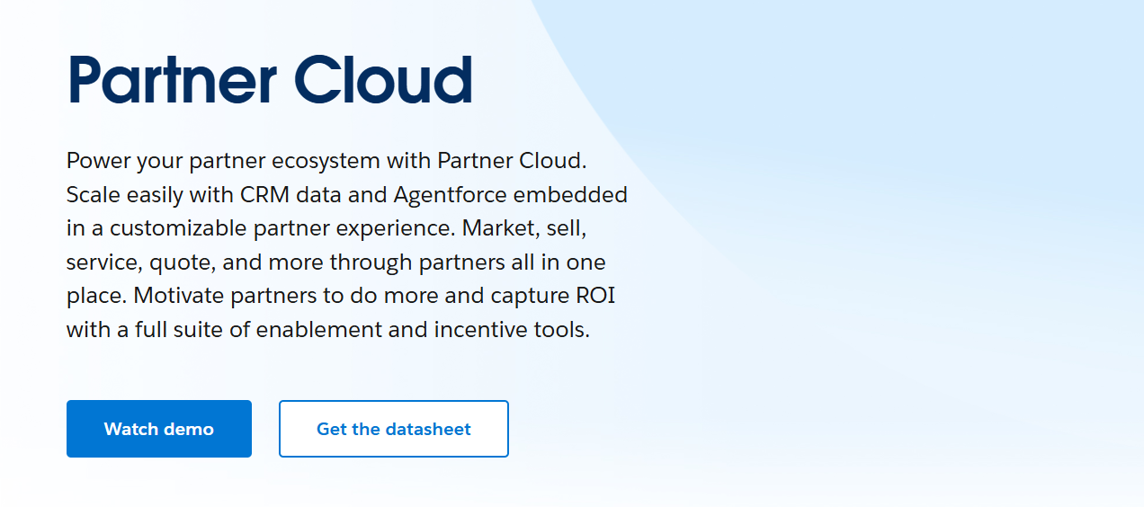 Salesforce Partner Cloud PRM software homepage
