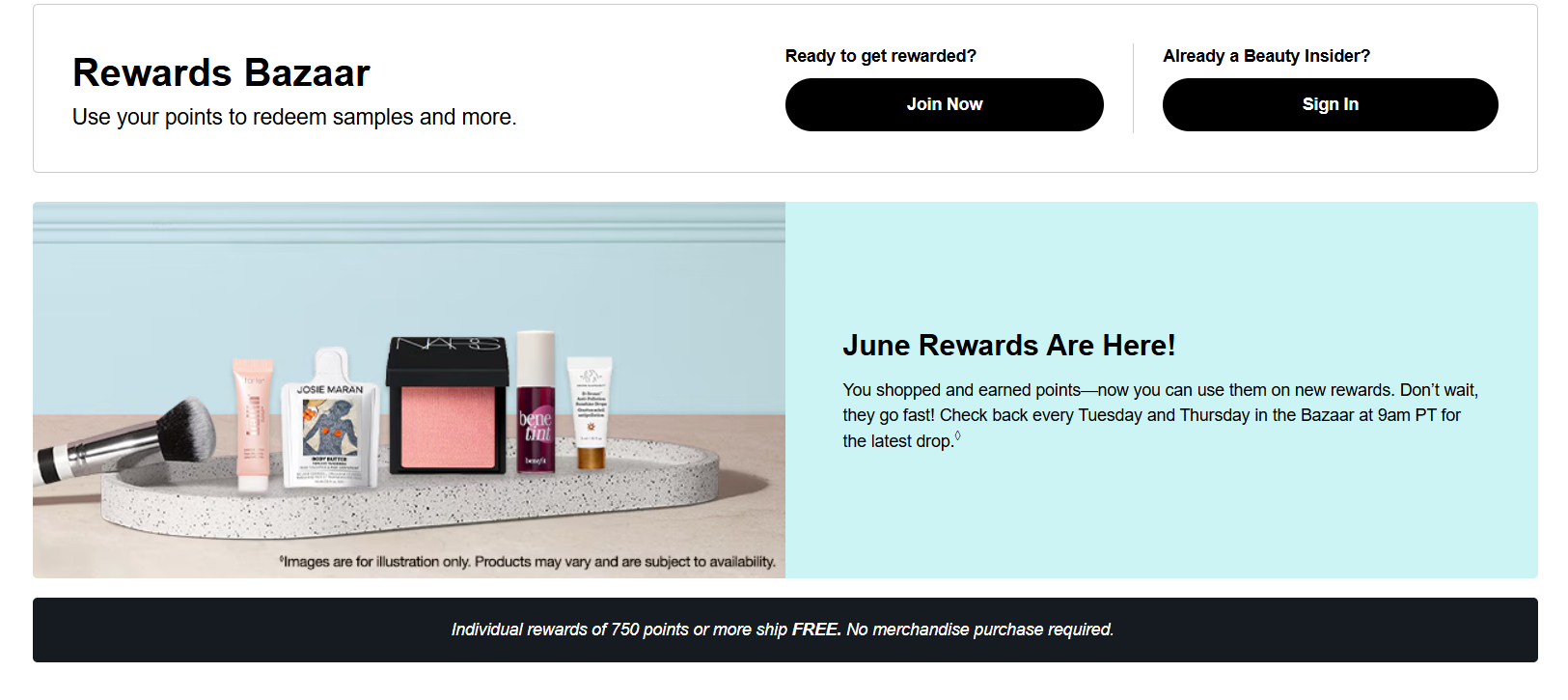 Sephora Beauty Insider rewards example