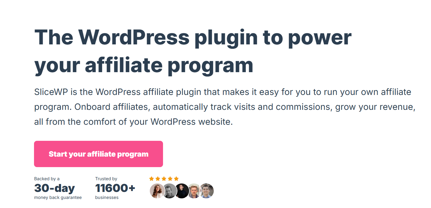 SliceWP WordPress affiliate program plugin page